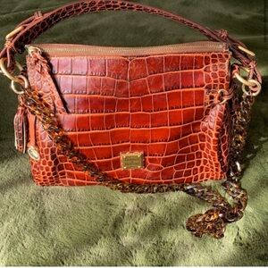 Dooney & Bourke Brown Crocodile Embossed Shoulder Bag